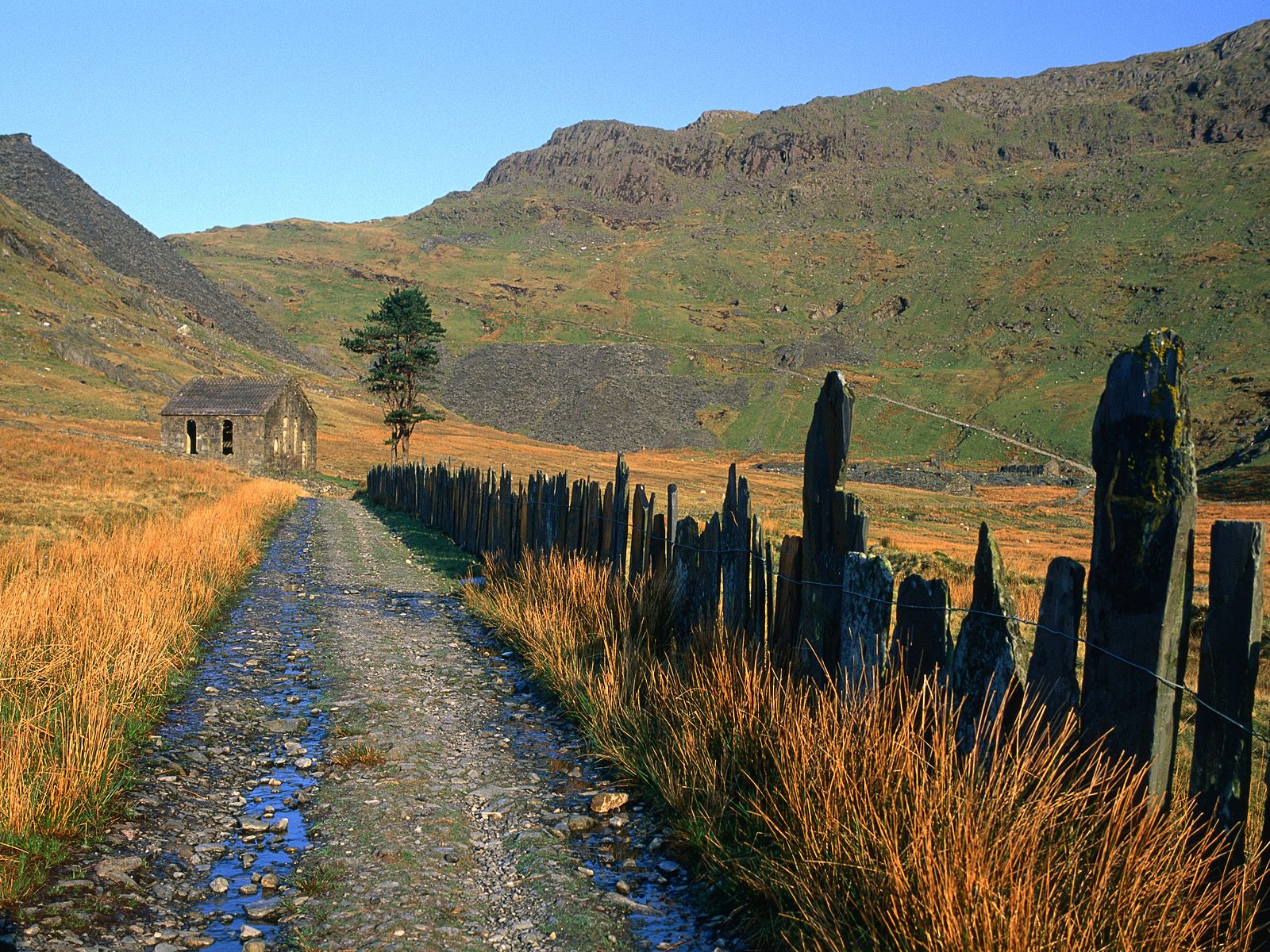 Slate Fence Leading to the Chapel Snowdonia National Park