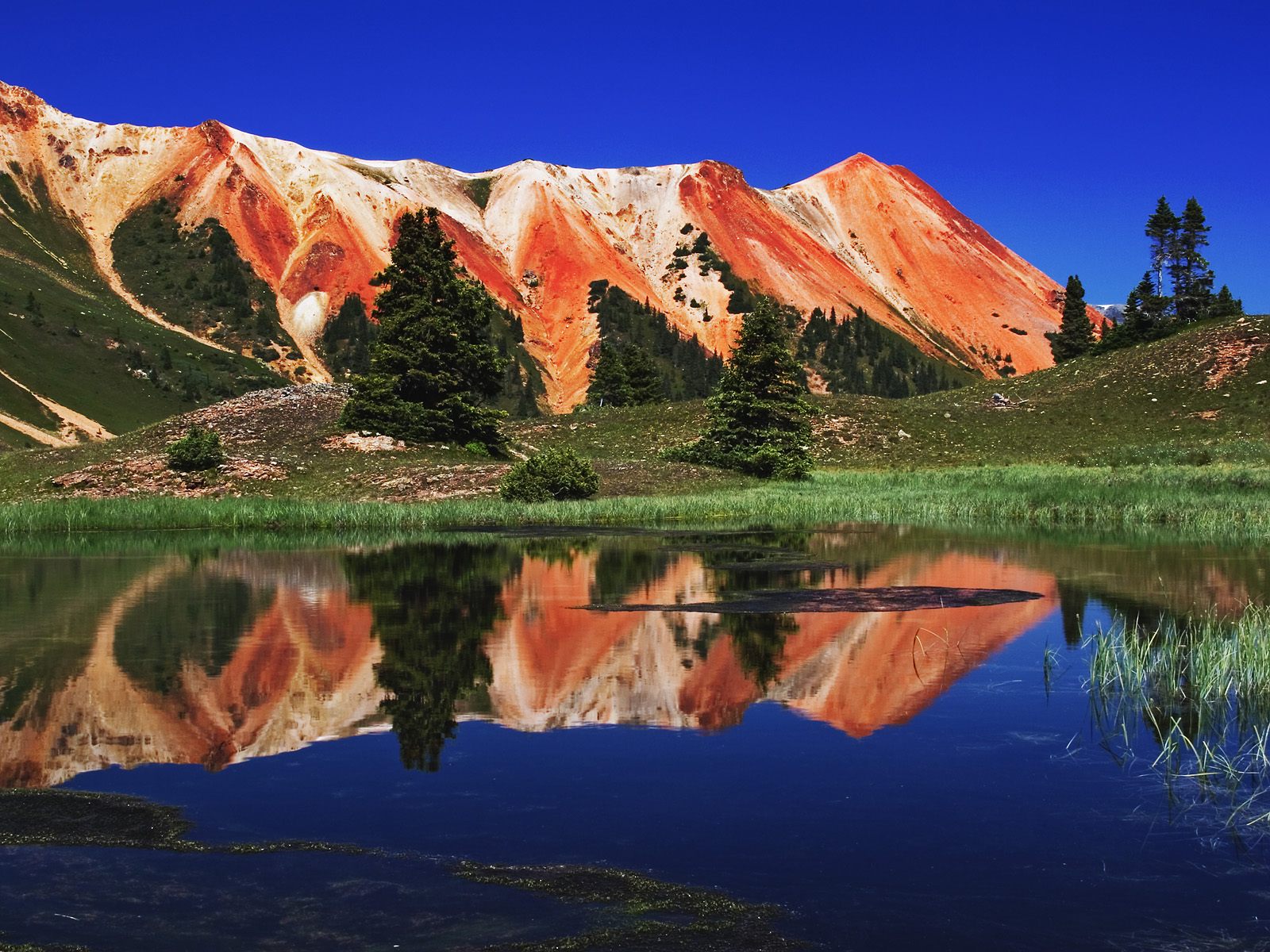 Red Mountain Reflected in Alpine Tarn in Gary Cooper Gulch Ouray Colorado 1600 x 1200