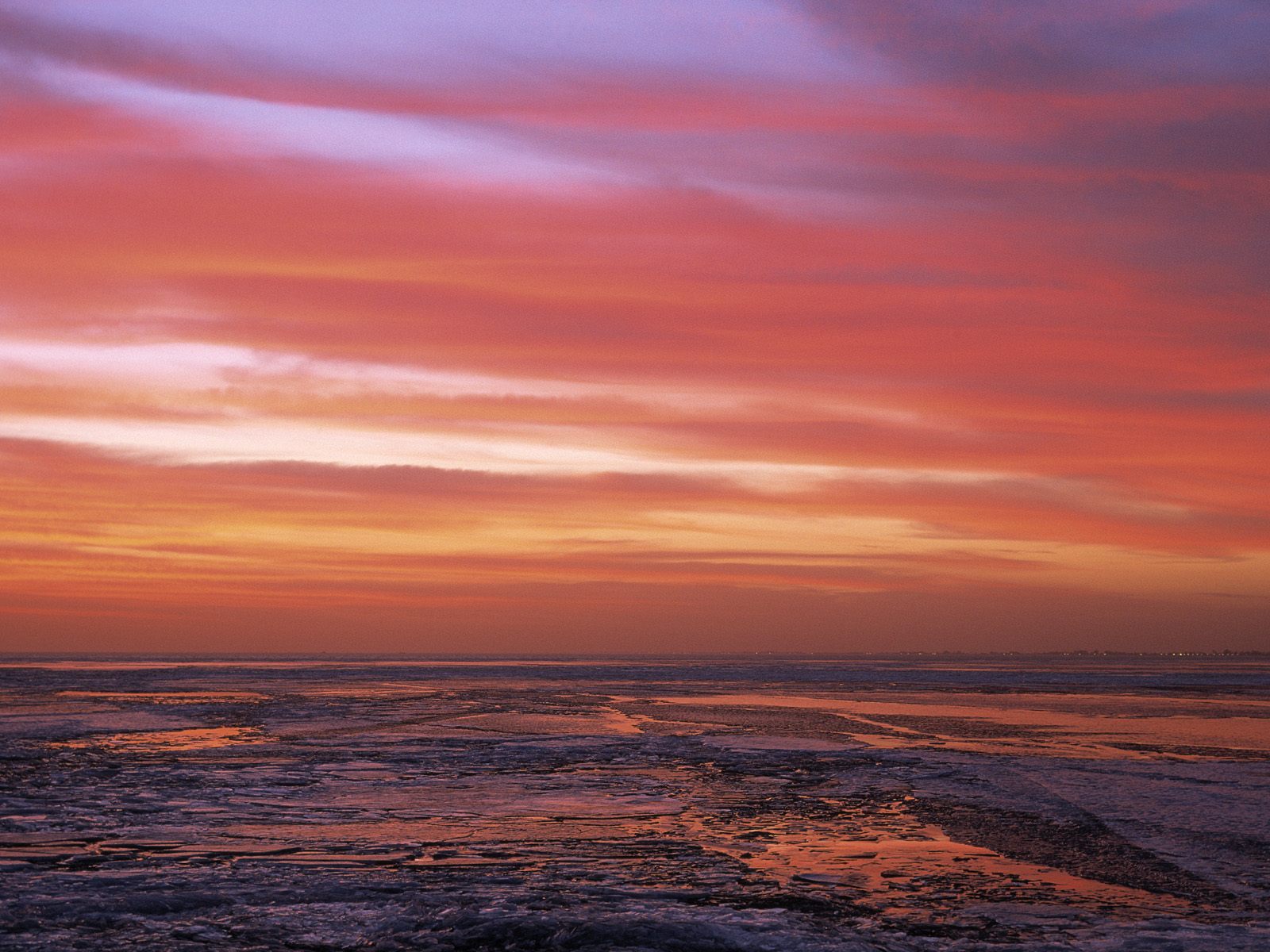 Sunset on Frozen Lake Marken