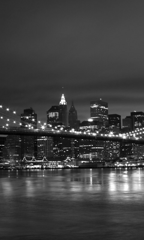 New York Black White 480x800