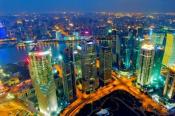 aerial view of shanghai at night from jinmao building